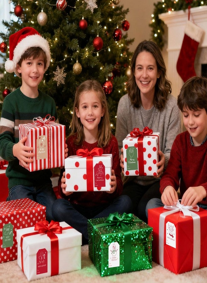 ١٢٠ قطعة من بطاقات هدايا عيد الميلاد، بطاقات أسماء لحفلات عيد الميلاد، ملصقات هدايا العطلات، ملصقات ذاتية اللصق لتزيين تغليف هدايا موسم الأعياد، تصميم بسيط، ١٢ تصميمًا - Image 5